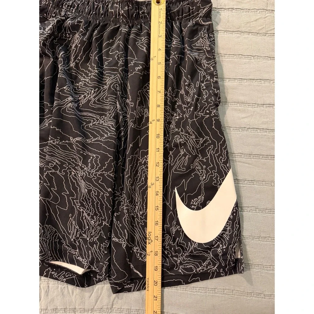 Nike Boys XL Dri-FIT Basketball Shorts Black White Topo Map Print Swoosh Logo